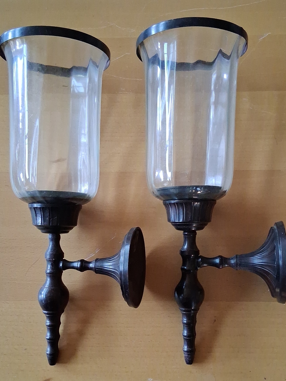 Bronze-Tone Wall Sconce Pair with Clear Glass Shades - Home Accents
